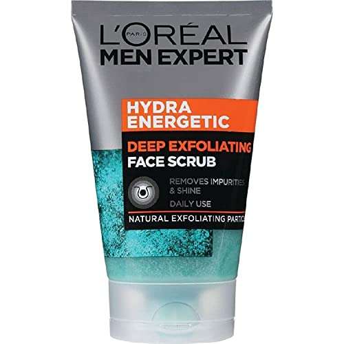 L'Oréal Men Expert Face Scrub, Hydra Energetic Deep Exfoliating Face Wash for Men 100 ml