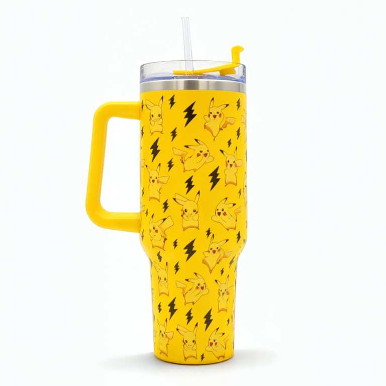 Pokémon Pikachu Insulated Stainless Steel Mug 1200ml with Handle & Straw