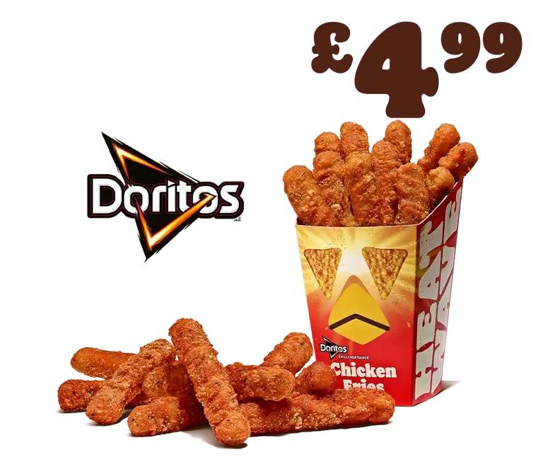 20pc Doritos Chilli Heatwave Chicken Fries £4.99 using app voucher @ Burger King