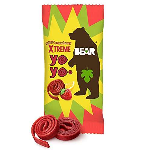 Bear Super Sour Strawberry & Apple Yoyos - Dried Fruit Rolls - Healthy Kids Snack - Vegan - 20g (18 Packs) £8.10 @ Amazon