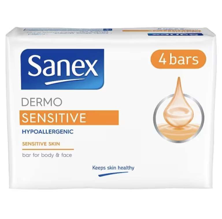 Sanex Dermo Hypo-Allergenic Sensitive Soap Bar 4 pack + Free Click & Collect