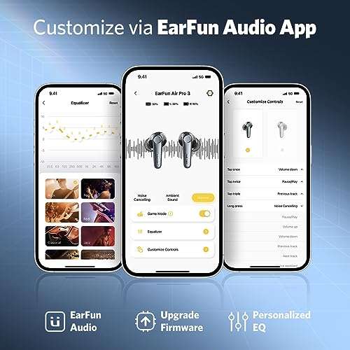 Wireless Earbuds, EarFun Air Pro 3 - Active Noise Cancelling Earbuds, Qualcomm aptX Adaptive Sound, Bluetooth 5.3 W/voucher - EarFun UK FBA