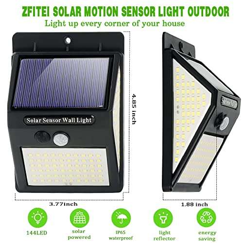 Zfitei Upgraded Solar Garden Lights, 270ºWide Angle, Motion Sensor (4 Pack) - Sold by AIXIN UPWARD TECHNOLOGY via FBA
