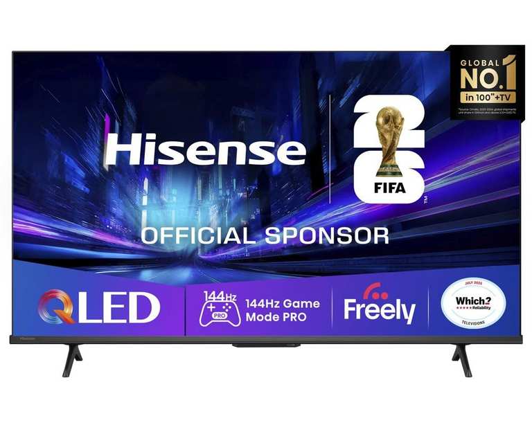 Hisense 50 Inch 50E78QTUK PRO Smart 4KUHD HDR QLED Freely TV - With Code In App