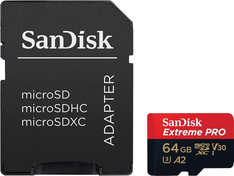 SanDisk 64GB Extreme PRO microSDXC card + SD adapter