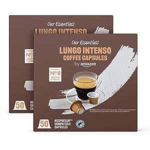 Lungo Intenso Nespresso Compatible Coffee Capsules, Medium Roast, 100 Count (2 Packs of 50)