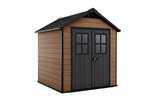 Keter Newton Outdoor Apex Double Door Garden Storage Shed 7.5 x 7ft Brown WPC| All Weather Resistant | Zero Maintenance | 15 year Warranty
