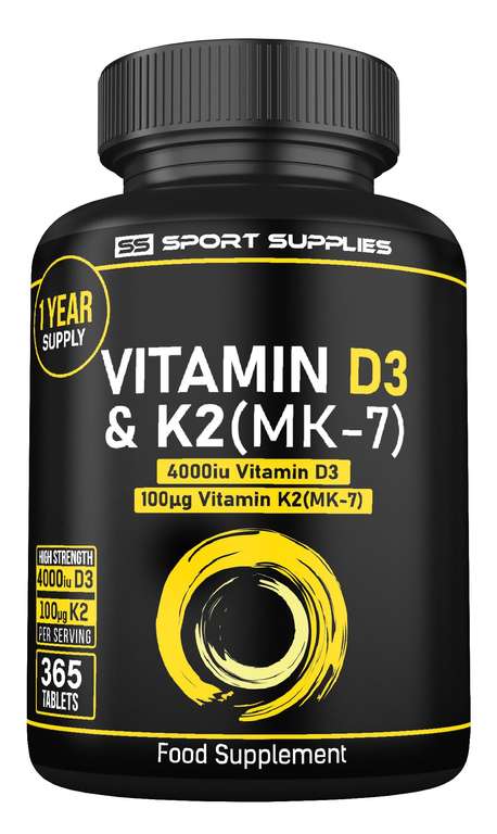 Vitamin D3 K2 High Strength Tablets - 365 Micro Tablets-Vitamin d3 4000 iu and k2 100μg (MK7)-1 Year Supply-WhittingtonEssentialsLimited FBA