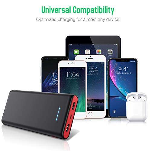 HETP Power Bank, Portable Charger 25800mAh [Newest Black-Red Design] High Capacity Power Banks with 2 USB Ports £18.11 with Voucher @ Amazon
