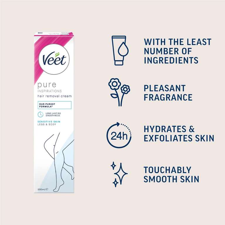 Veet Pure Hair Removal Cream Legs & Body Sensitive 200ml