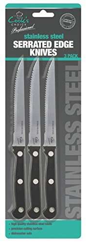 Cook's Choice 3 Pack Professional Stainless Steel Serrated Knife - £2.99 @ Amazon