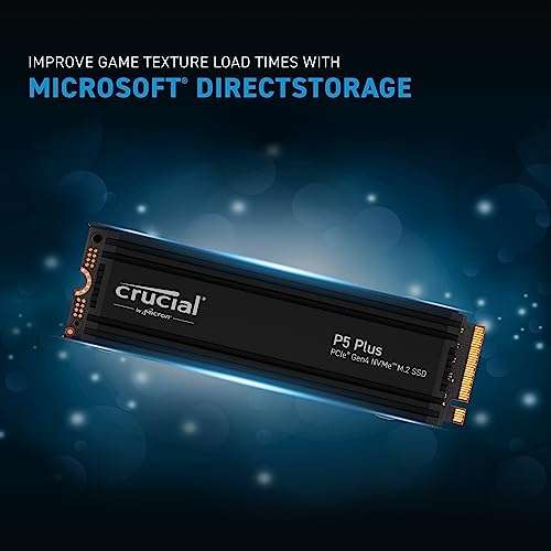 Crucial P5 Plus 1TB Gen4 NVMe M.2 SSD Internal Gaming SSD with Heatsink, Compatible with Playstation 5 (PS5) - (Get 2TB for £103.98)