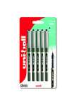 Uni-Ball UB-157 Eye Black Rollerball Pens. Premium Fine 0.7mm Ballpoint Tip for Super Smooth Handwriting, Drawing, Art, Crafts and Colouring