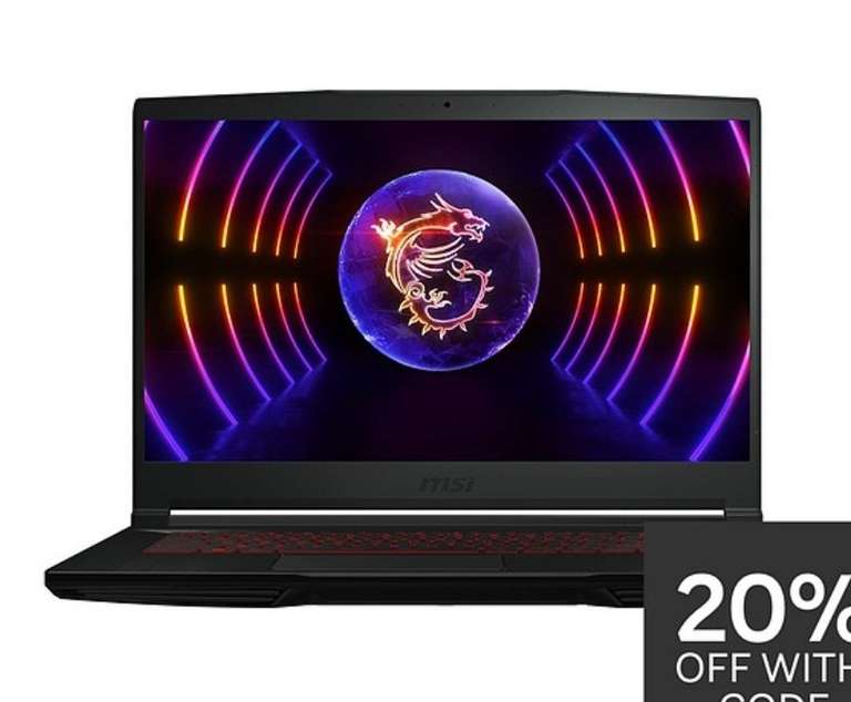 MSI GF63 Thin Gaming Laptop - 15.6in FHD 144Hz, GeForce RTX 4050, Intel Core i5 12450H, 8GB RAM, 512GB SSD - With Code