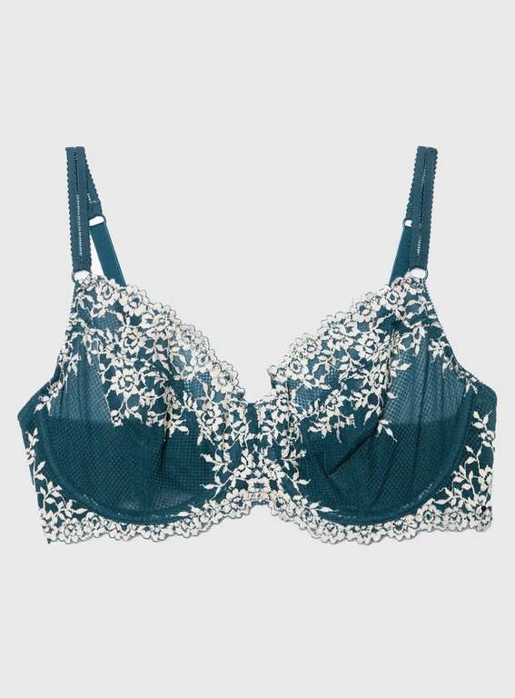 DD-GG Teal With Cream Lace Full Cup Bra £3.60 click and collect