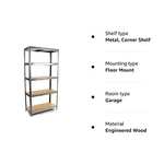 Crystals Heavy Duty 5 Tier Racking Shelf Garage Shelving Storage Shelves Unit (180x90x40cm) - Sold by Denny Shop