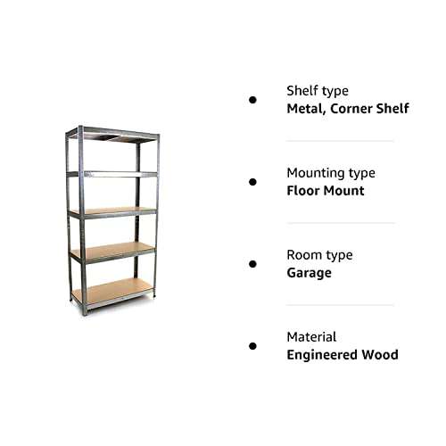 Crystals Heavy Duty 5 Tier Racking Shelf Garage Shelving Storage Shelves Unit (180x90x40cm) - Sold by Denny Shop