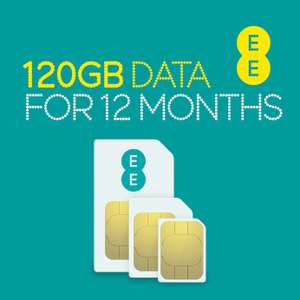 EE 120GB Pay As You Go Data Only Sim Card for 12 months + 35 Nectar points free C&C