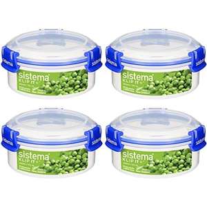 4 x Sistema KLIP IT PLUS Round Food Storage Containers | 300 ml Stackable & Airtight Fridge/Freezer Containers with Lid £3.84 @ Amazon