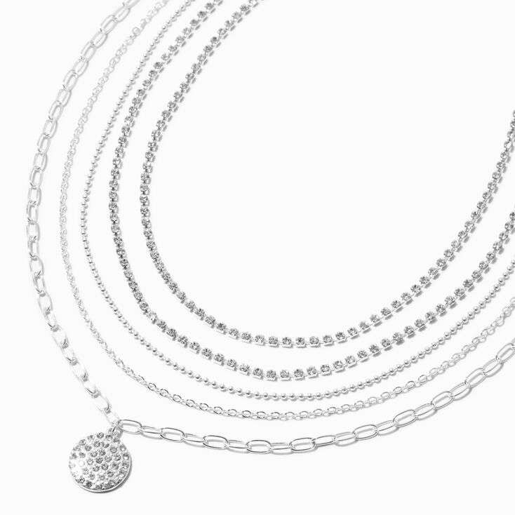 Silver-tone Rhinestone Medallion Necklaces (5 Pack) + free C&C