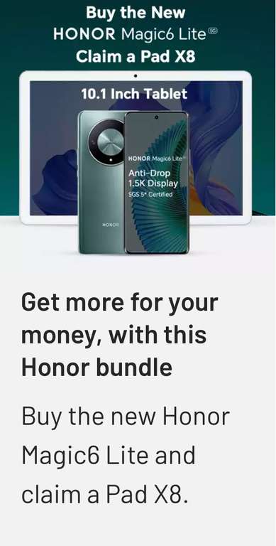 HONOR Magic 6 Lite 5G 256GB + Claim Free Honor Pad X8 Tablet - Free C&C