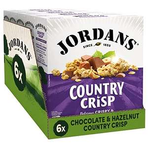 Jordans Country Crisp Milk Chocolate & Hazelnut| Breakfast Cereal| Vegetarian | 6 Packs of 500g