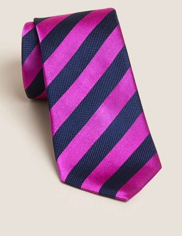 M&S Sartorial Pure Silk Striped Tie - £7.50 (Free Click & Collect) @ Marks & Spencer