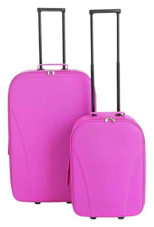 2 Piece Soft 2 Wheeled Luggage Set - Blue or Pink - Free C&C