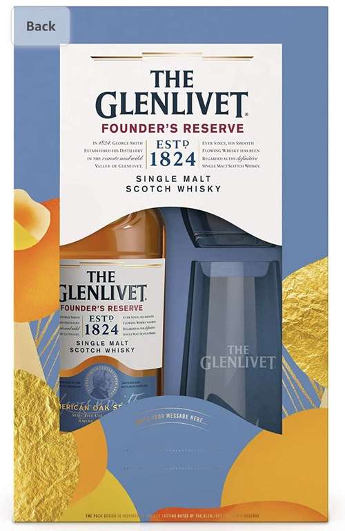 The Glenlivet Founder's Reserve Scotch Whisky Gift Set with 2 Glasses, 70 cl - £24.50 @ Amazon