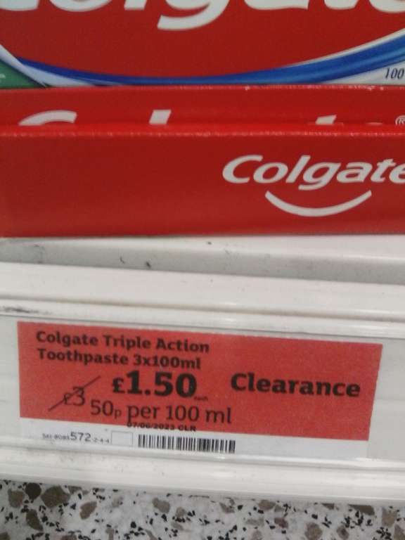 Colgate Triple Action Toothpaste, 3 x 100ml - £1.50 Instore @ Sainsbury's, Derby