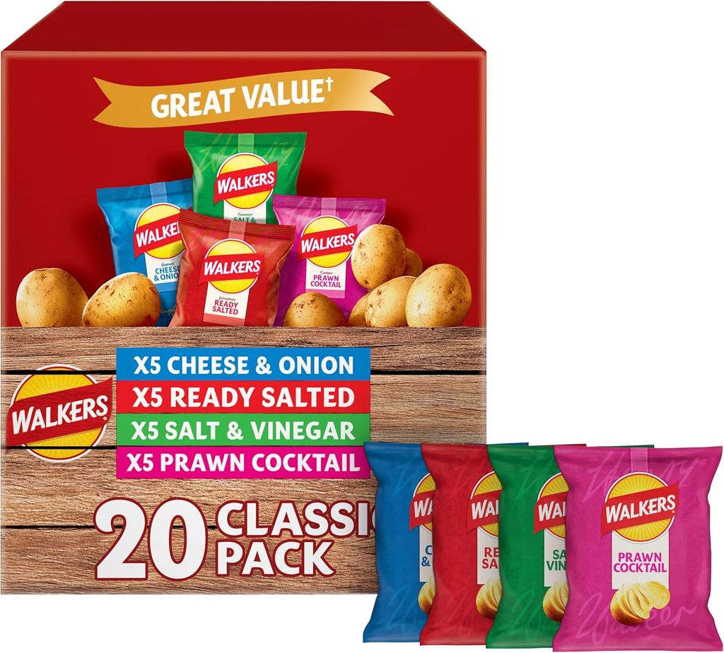 Walkers Classic Variety Multipack Crisps Box 20 x 25g - £3.15 / £2.97 S&S