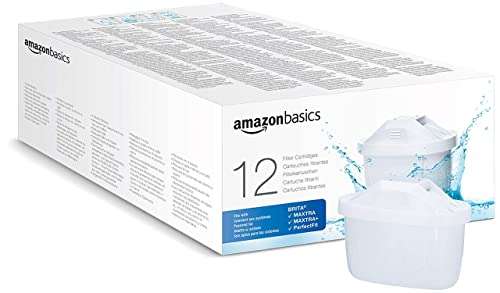 Amazon Basics Water Filter Cartridges, 12 pack , fits and compatible with all BRITA jugs incl. PerfectFit & Amazon Basic Jugs w/voucher