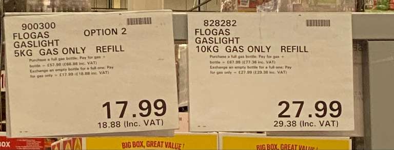 Flogas Gaslight 10KG Gas only refill £29.38 @ Costco Reading