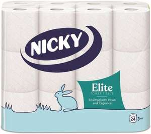Nicky Elite Scented Toilet Tissue | 24 Rolls of White Toilet Paper| 3-ply - £8.77 @ Amazon