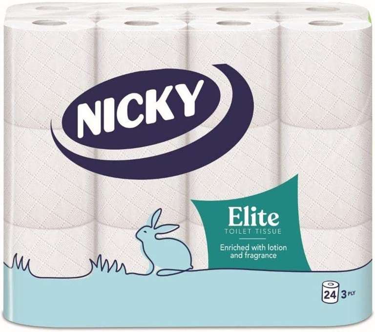 Nicky Elite Scented Toilet Tissue | 24 Rolls of White Toilet Paper| 3-ply - £8.77 @ Amazon