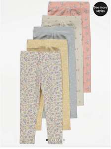 Floral Print Leggings 5 Pack £7 Free Click & Collect @ George