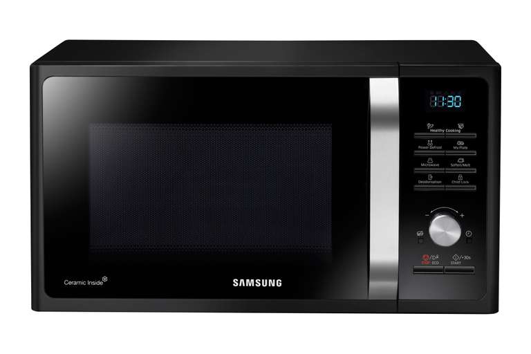 Samsung MS28F303TFK Solo Microwave Oven with Healthy Cooking, 28L Silver (Samsung-UK) With Code