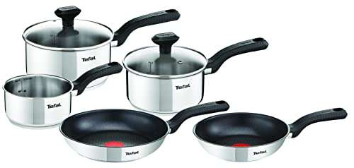 Tefal 5 Piece, Comfort Max, Stainless Steel, Pots and Pans Set - for all hobs including Induction (Prime Exclusive)