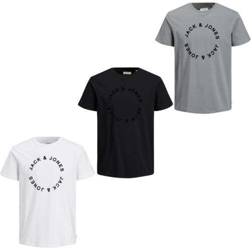 Men's Jack & Jones Crew Neck Short Sleeve Cotton Circular Chest Logo T-Shirt - £5.98 each @ shoeshoebedo via Ebay