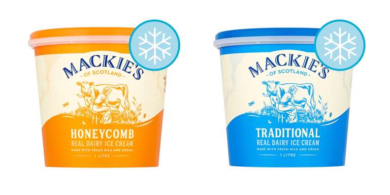 Mackie's Luxury Real Dairy Ice Cream (Honeycomb / Traditional) 1L (Clubcard Price)