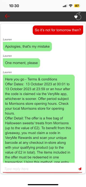 Vodafone £2 Morrisons giftcard Friday 13th Oct via Very Me