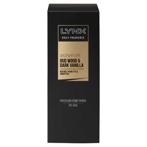 3 x Lynx Signature Oud Wood & Dark Vanilla Daily Fragrance Pump Spray 100 ml