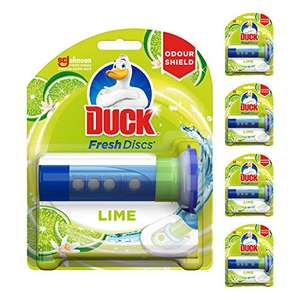 Duck Fresh Disc Toilet Cleaner Starter Pack, Toilet Bowl Sanitiser & Descaler, Lime, 36 ml, Pack of 5 £8.75 @ Amazon