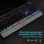 LYCANDER Gaming Keyboard UK, Wired USB Keyboard - 19 anti-ghosting keys, 1.8m cable, rainbow backlight £6.58 @ Amazon