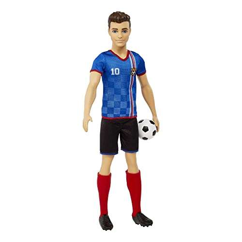Barbie Ken Soccer Doll, Cropped Hair, Colorful 10 Uniform, Soccer Ball, Cleats, Tall Socks, Great Sports-Inspired £6.99 @ Amazon