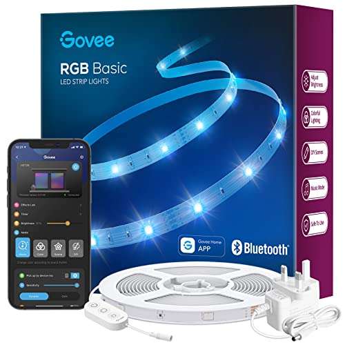 Govee LED Lights 10m, Bluetooth LED Strip Light App Control, 64 Scene Modes and Music Sync - £9.99 sold by Govee @ Amazon
