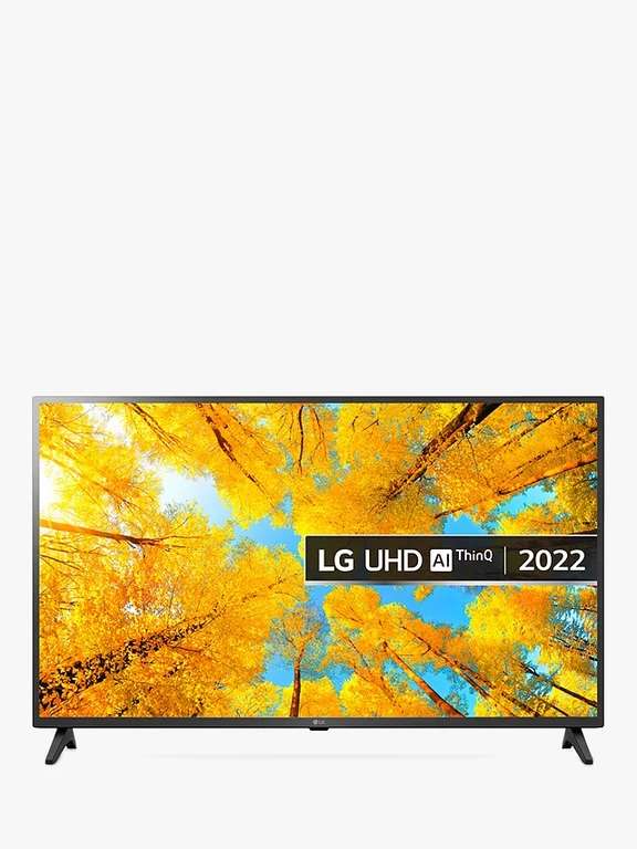 LG 43UQ75006LF (2022) LED HDR 4K Ultra HD Smart TV, 43 inch with Freeview HD/Freesat HD, Ceramic Black £329 @ John Lewis & Partners