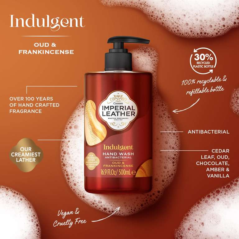 Imperial Leather Antibacterial Indulgent Oud & Frankincense Handwash (6x500ml) (£8.55/£7.65 with Subscribe & Save) + 5% off 1st S&S Voucher)