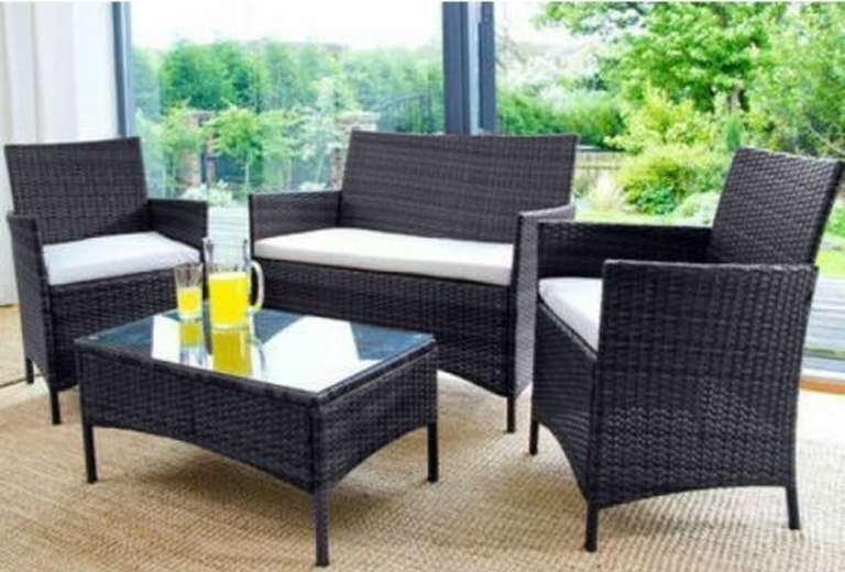 Rattan Garden Furniture 3 Seater Wicker Sofa - Black / Grey - £86.80 with code (UK Mainland) @ Klieninteriors / eBay