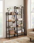 VASAGLE Ladder Shelf, Bookshelf, 4-Tier Industrial Storage Rack for Living Room, Bedroom, Kitchen, Rustic Brown and Black LLS44X